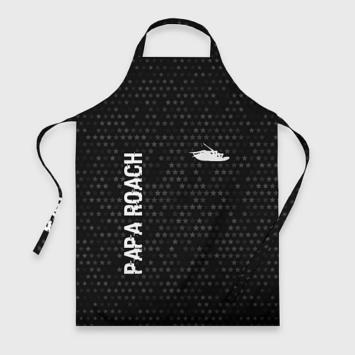 Фартук Papa Roach glitch на темном фоне: надпись, символ / 3D-принт – фото 1