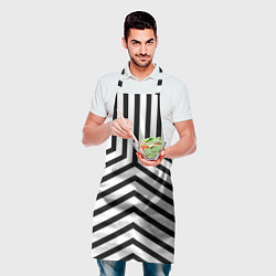 Фартук кулинарный Черно-белые полосы в узоре, цвет: 3D-принт — фото 2