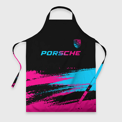 Фартук Porsche - neon gradient: символ сверху / 3D-принт – фото 1