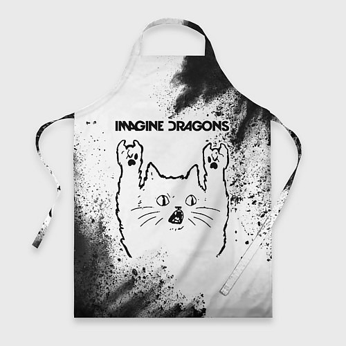Фартук Imagine Dragons рок кот на светлом фоне / 3D-принт – фото 1