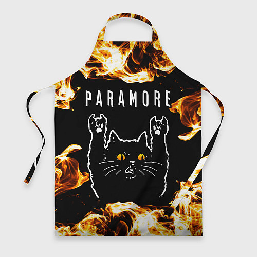 Фартук Paramore рок кот и огонь / 3D-принт – фото 1