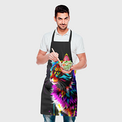 Фартук кулинарный Неоновый пушистик - кот, цвет: 3D-принт — фото 2