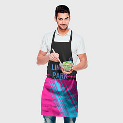 Фартук кулинарный Linkin Park - neon gradient: символ сверху, цвет: 3D-принт — фото 2