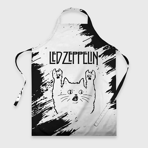Фартук Led Zeppelin рок кот на светлом фоне / 3D-принт – фото 1