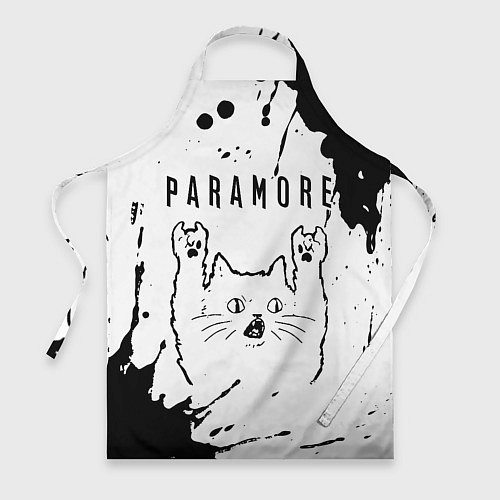 Фартук Paramore рок кот на светлом фоне / 3D-принт – фото 1