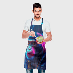 Фартук кулинарный Обезьяна в наушниках cuberpank, цвет: 3D-принт — фото 2