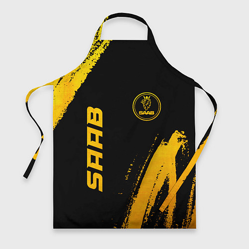 Фартук Saab - gold gradient: надпись, символ / 3D-принт – фото 1