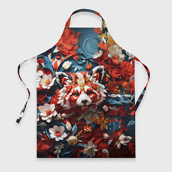 Фартук кулинарный Красная панда в цветах, цвет: 3D-принт