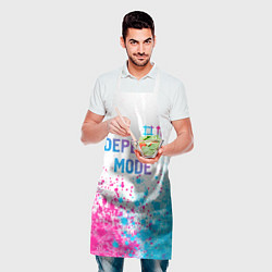 Фартук кулинарный Depeche Mode neon gradient style: символ сверху, цвет: 3D-принт — фото 2