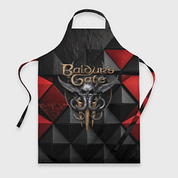 Фартук кулинарный Baldurs Gate 3 logo red black, цвет: 3D-принт
