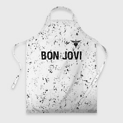Фартук кулинарный Bon Jovi glitch на светлом фоне: символ сверху, цвет: 3D-принт