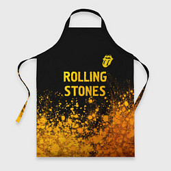 Фартук кулинарный Rolling Stones - gold gradient: символ сверху, цвет: 3D-принт