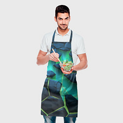 Фартук кулинарный Разлом объемных зеленых плит, цвет: 3D-принт — фото 2