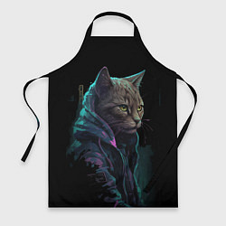 Фартук кулинарный Кот киберпанк, цвет: 3D-принт