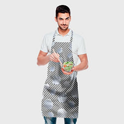 Фартук кулинарный Серебристые круги на полосатом фоне, цвет: 3D-принт — фото 2