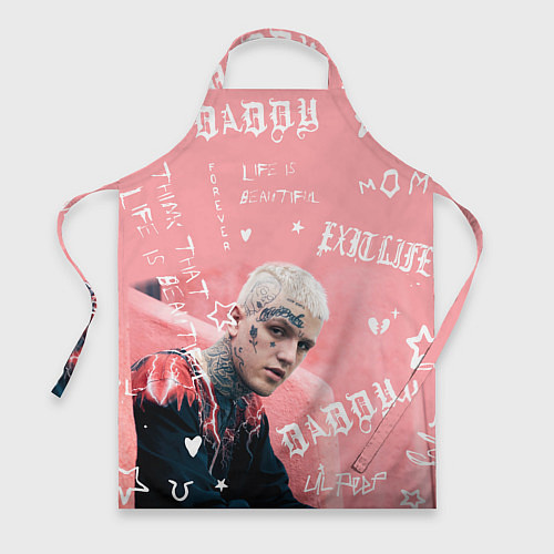 Фартук Lil Peep тату розовый / 3D-принт – фото 1