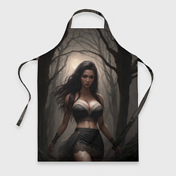 Фартук кулинарный Девушка в черном белье, цвет: 3D-принт