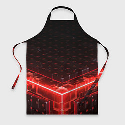Фартук кулинарный Неоновые плиты - красные, цвет: 3D-принт