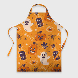 Фартук кулинарный Хэллоуин - тыквы и приведенья, цвет: 3D-принт