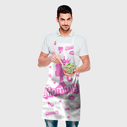 Фартук кулинарный Мамочка - силуэт барби: паттерн розовый на белом ф, цвет: 3D-принт — фото 2