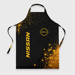 Фартук кулинарный Nissan - gold gradient: надпись, символ, цвет: 3D-принт