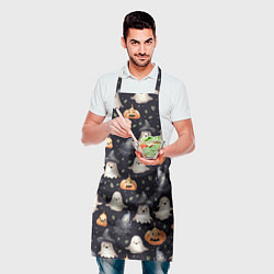 Фартук кулинарный Милые привидения и хэллуинские тыквы - паттерн, цвет: 3D-принт — фото 2