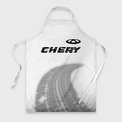 Фартук кулинарный Chery speed на светлом фоне со следами шин посеред, цвет: 3D-принт