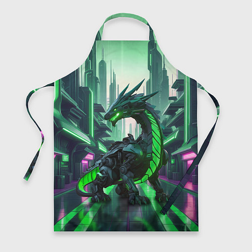 Фартук Неоновый зеленый дракон / 3D-принт – фото 1