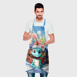 Фартук кулинарный Новогодний дракон на фоне города, цвет: 3D-принт — фото 2