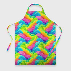 Фартук кулинарный Разноцветные облака из бумаги паттерн, цвет: 3D-принт