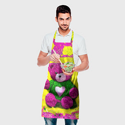 Фартук кулинарный Розовый мишка в вязаном свитере, цвет: 3D-принт — фото 2