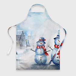 Фартук кулинарный Новогодний день со снеговиком, цвет: 3D-принт