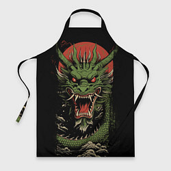 Фартук кулинарный Зеленый дракон с открытой пастью, цвет: 3D-принт