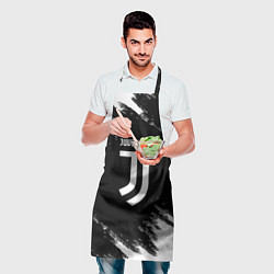Фартук кулинарный Juventus спорт краски черно белый, цвет: 3D-принт — фото 2