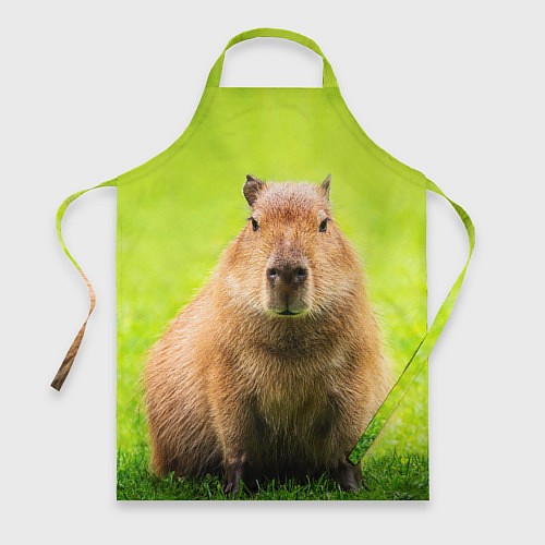 Фартук Capybara on green grass / 3D-принт – фото 1