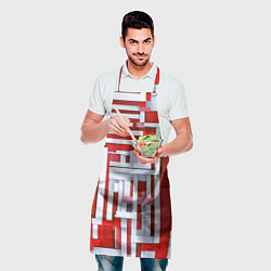 Фартук кулинарный Полосы на красном фоне, цвет: 3D-принт — фото 2