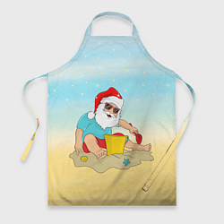 Фартук кулинарный Дед Мороз на море, цвет: 3D-принт