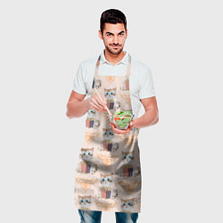 Фартук кулинарный Котенок с попкорном и сердечко завитушка, цвет: 3D-принт — фото 2