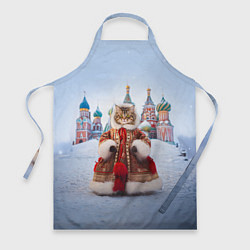 Фартук кулинарный Новогодняя кошечка в пальто, цвет: 3D-принт