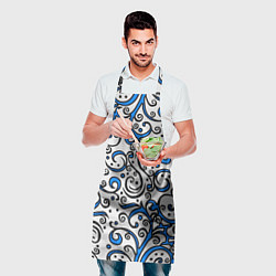 Фартук кулинарный Синие кружевные узоры, цвет: 3D-принт — фото 2