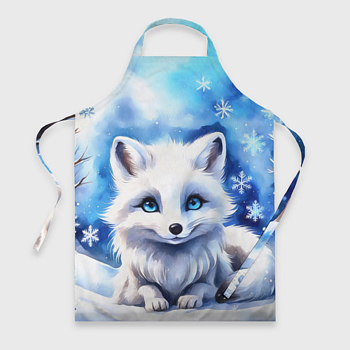 Фартук Портрет мультяшного песца акварель / 3D-принт – фото 1