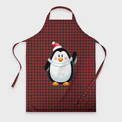 Фартук кулинарный Пингвин в новогодней шапочке, цвет: 3D-принт