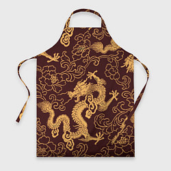 Фартук Черно-золотая гравюра дракона
