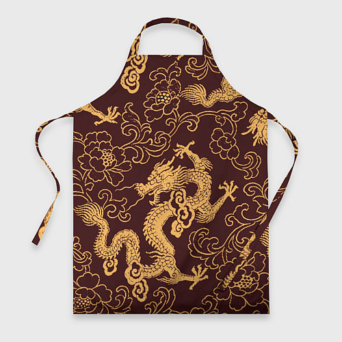 Фартук Черно-золотая гравюра дракона / 3D-принт – фото 1