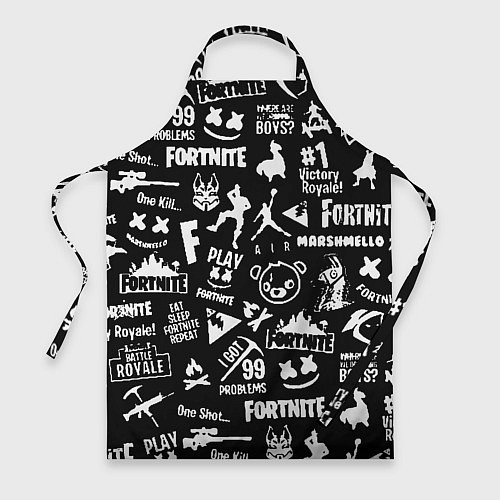 Фартук Fortnite alllogo black / 3D-принт – фото 1