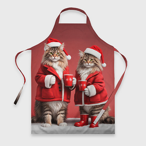 Фартук С новым котом - два кота в костюмах Санты / 3D-принт – фото 1