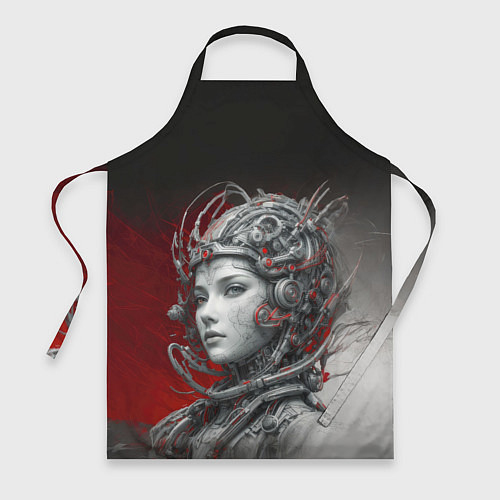 Фартук Девушка в кибернетическом шлеме / 3D-принт – фото 1