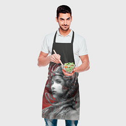 Фартук кулинарный Девушка в кибернетическом шлеме, цвет: 3D-принт — фото 2