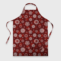 Фартук кулинарный Snowflakes on a red background, цвет: 3D-принт