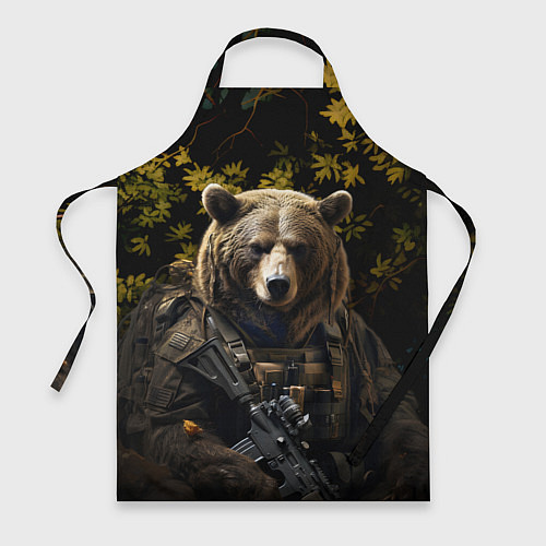 Фартук Медведь солдат в ночном лесу / 3D-принт – фото 1